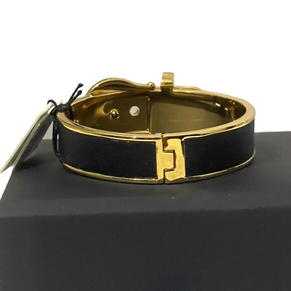 Juicy Couture Wide Buckle Bracelet Black and Gold Bangle New with Tag - Picture 3 of 7